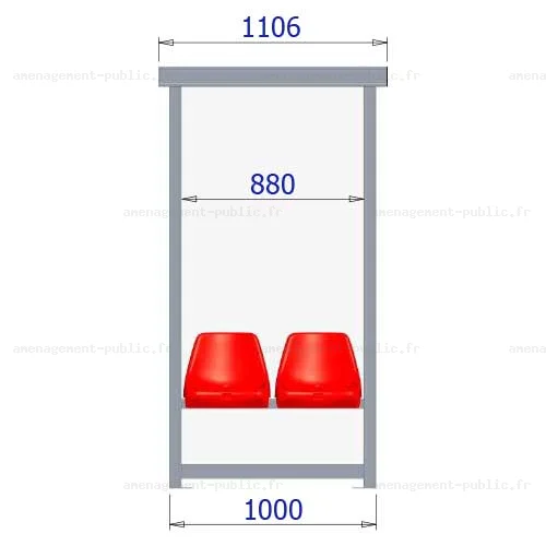 Abri de touche monobloc 2 sièges baquet 